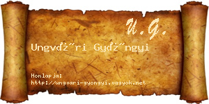 Ungvári Gyöngyi névjegykártya